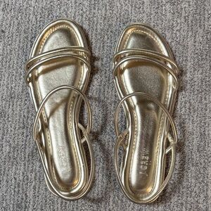 J. Crew Metallic Gold Strappy Flat Sandals